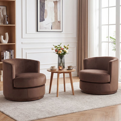 Swivel Solid Wood Barrel Chair(Set Of 2)