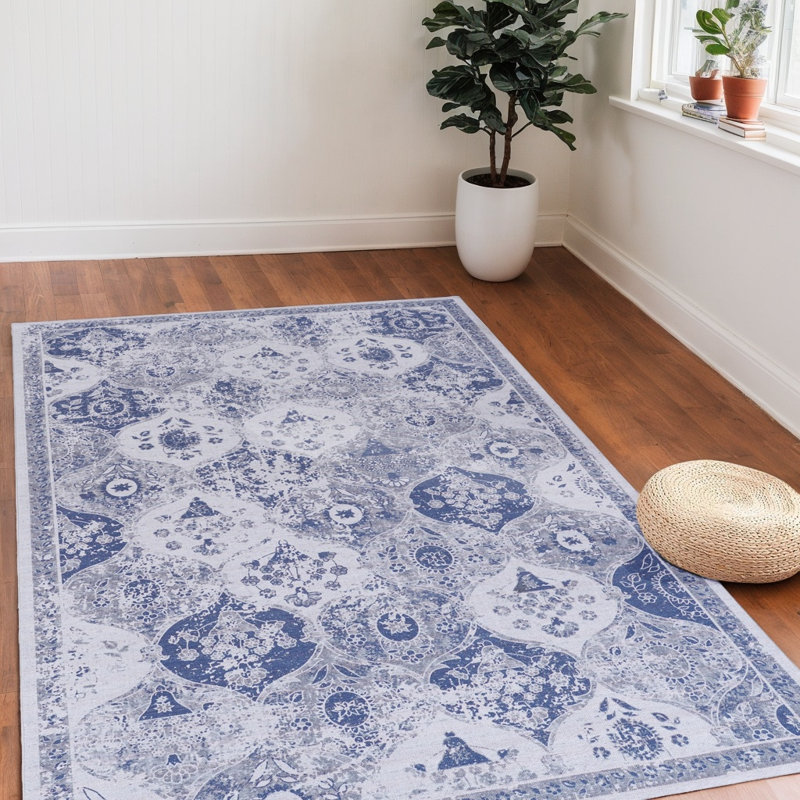 Paillasson bleu MAVAL Adrienna, Rectangle de 5 pi x 8 pi