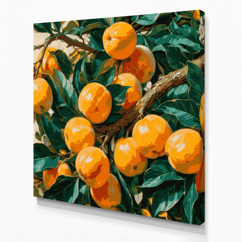 «Fruit Loquat», art mural sur toile vert, H 16 po x l 16 po