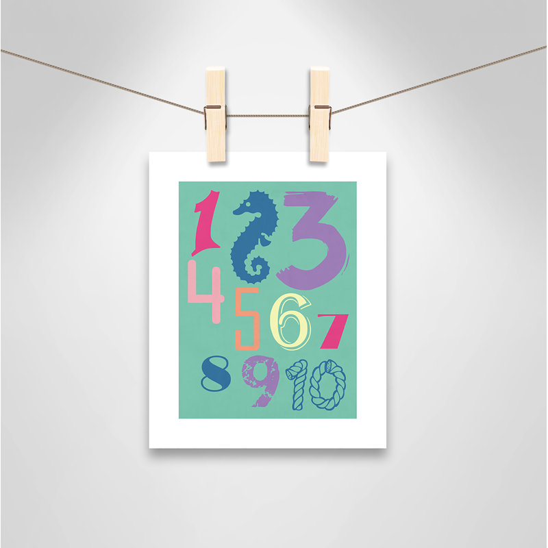 Décoration murale 123 pour enfants, H 10 po x l 8 po x P 1 po, Papier