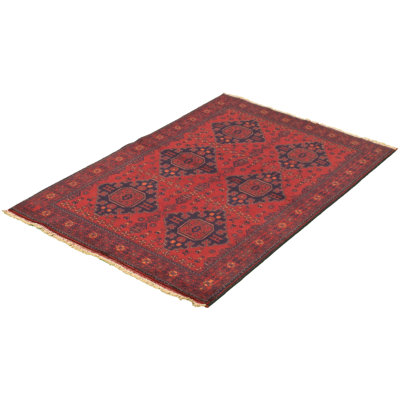 Tapis de zone en laine rouge 4 pi 1 po x 6 pi 5 po à main one-of-kind-noué la 2010 esari Allaina