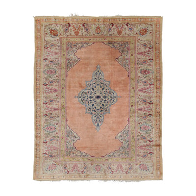 Antique   In Pink With Geometric Medallion & Florals - Rug & Kilim