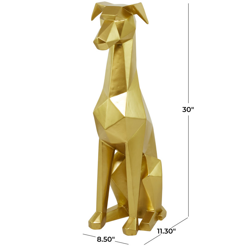 Gold Geometric Resin Dog Sculpture