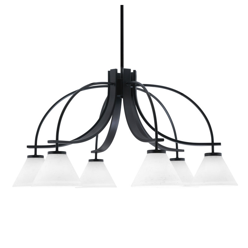 Lustre avec lumière Cavella, H 16 po x l 31 po x P 31 po, 6, Noir mat
