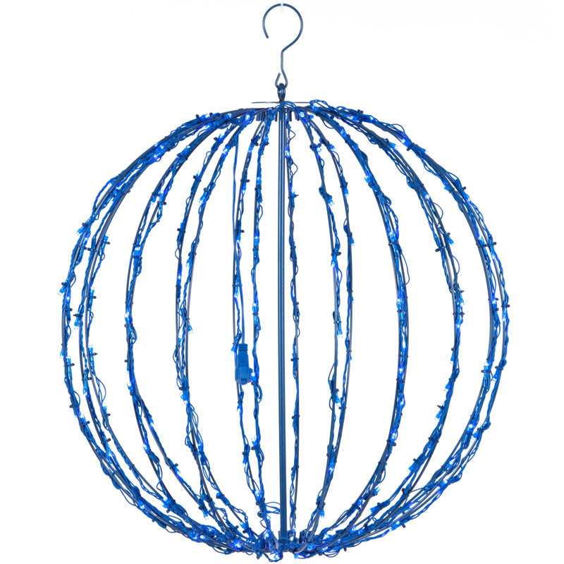 Fold-Flat LED Metal Lighted Outdoor Decoration, 20" H x 20" W x 20" D, Blue