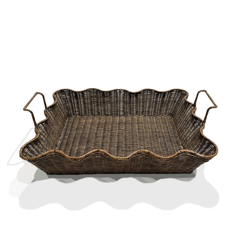 Rattan Tray, 5" H x 23.75" W x 17" D, Antique Brown