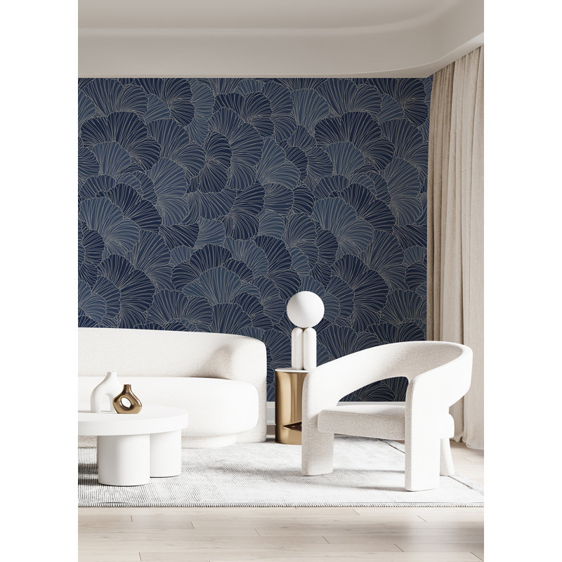 Papier peint floral, Bleu