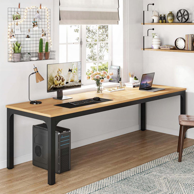 78'' Large Light Walnut Dining Table for 6-8