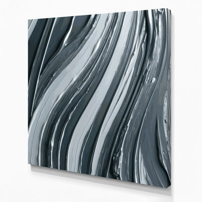 DiagonalStripes Steel Gray Canvas Wall Art