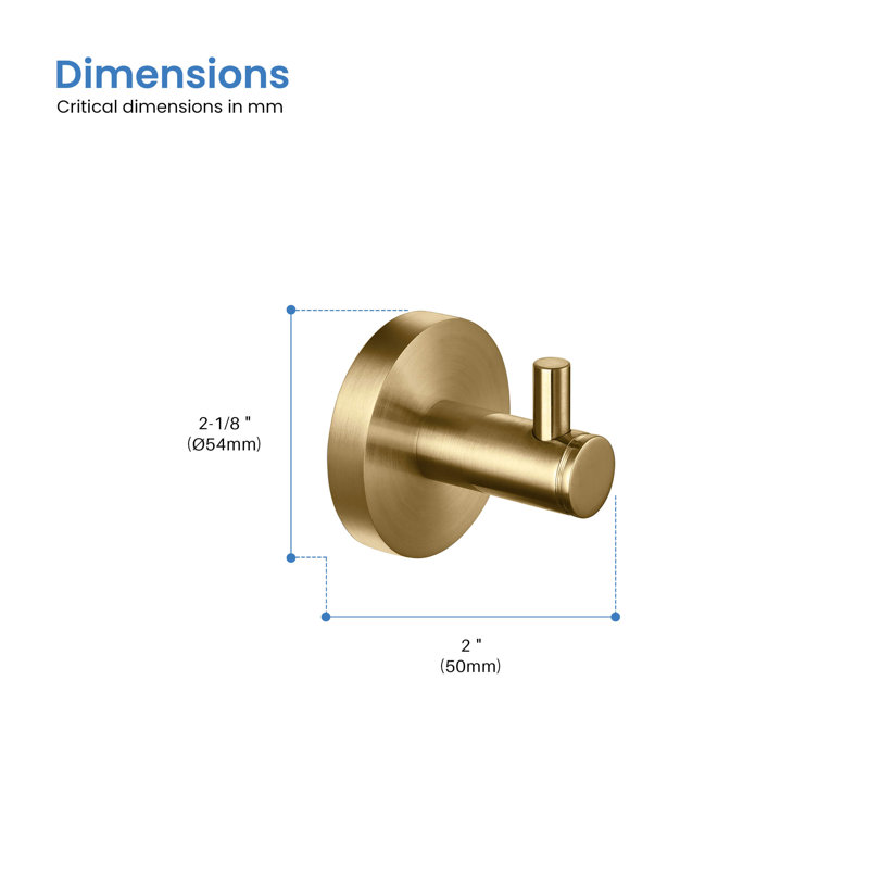 Wall Mounted Robe Hook, Brushed Brass