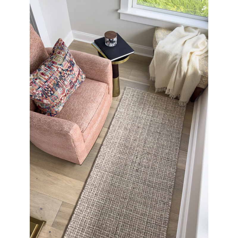 Leigh Hand Tufted Wool Abstract/Houndstooth Area Rug in Natural/White/Ivory/Beige/Tan, Rectangle 2' x 3'