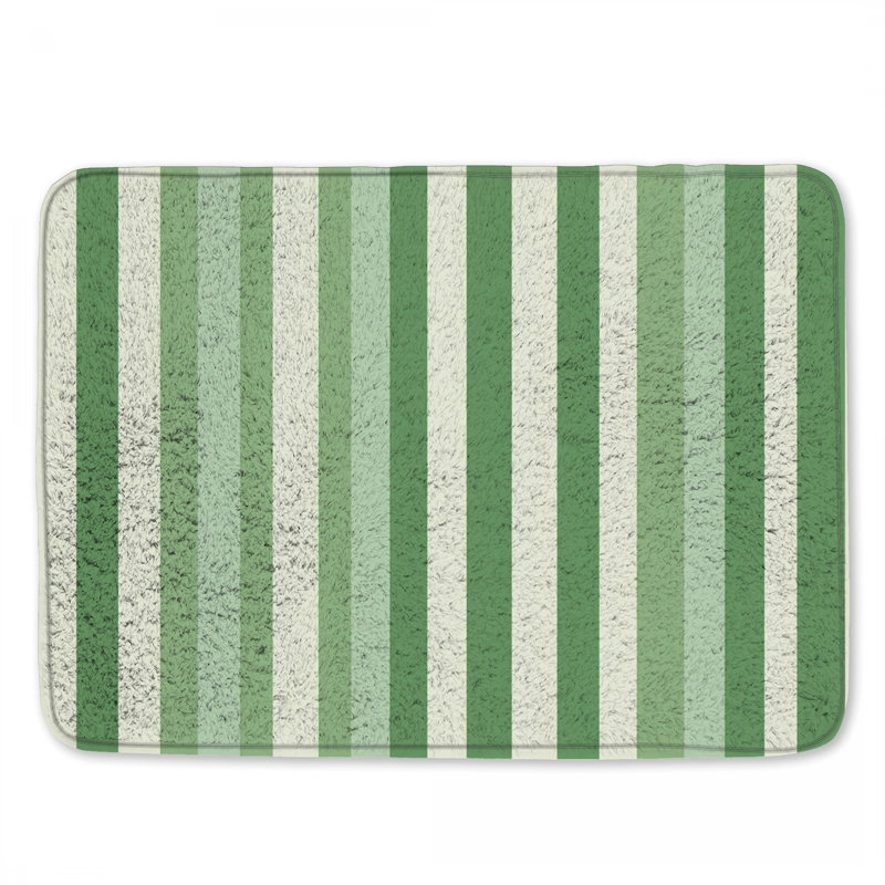 Tapis de bain vert à rayures, L 24 po x L 17 po