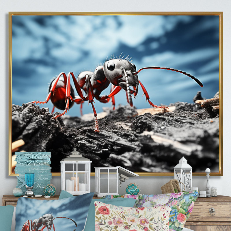 Ant Industrious I " Ant Industrious I ", 24" H x 32" W x 1" D, Gold Floater Framed