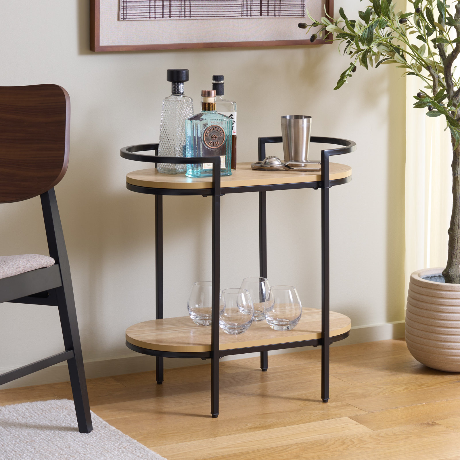 Staccato Bar Cart, Black / Natural