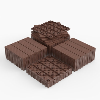 1 ft. x 1 ft. Outdoor Plastic Interlocking Deck Tile in Brown