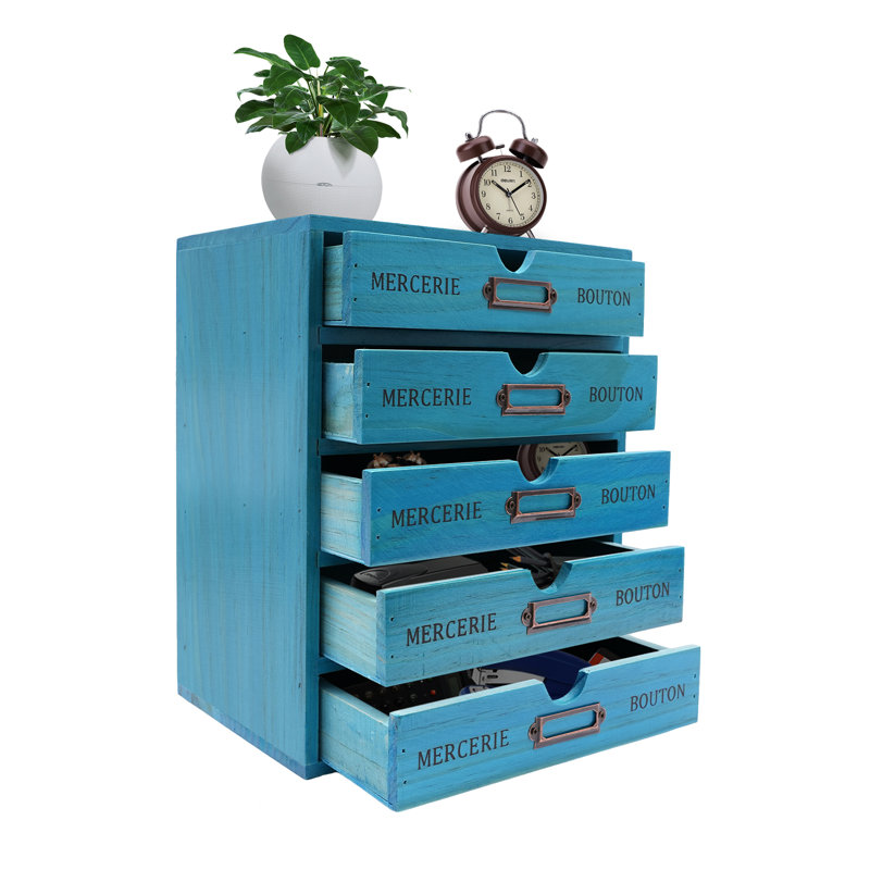 Alischa 12.2'' H X 10'' W Wood Desk Organizer with 5 Drawers