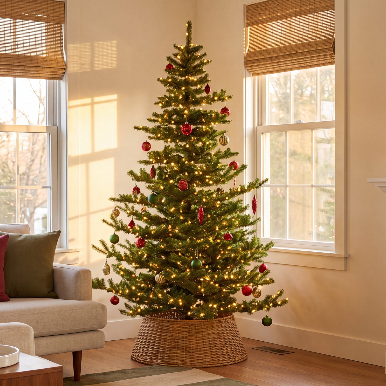 Lighted Artificial Christmas Tree, 7.5' H