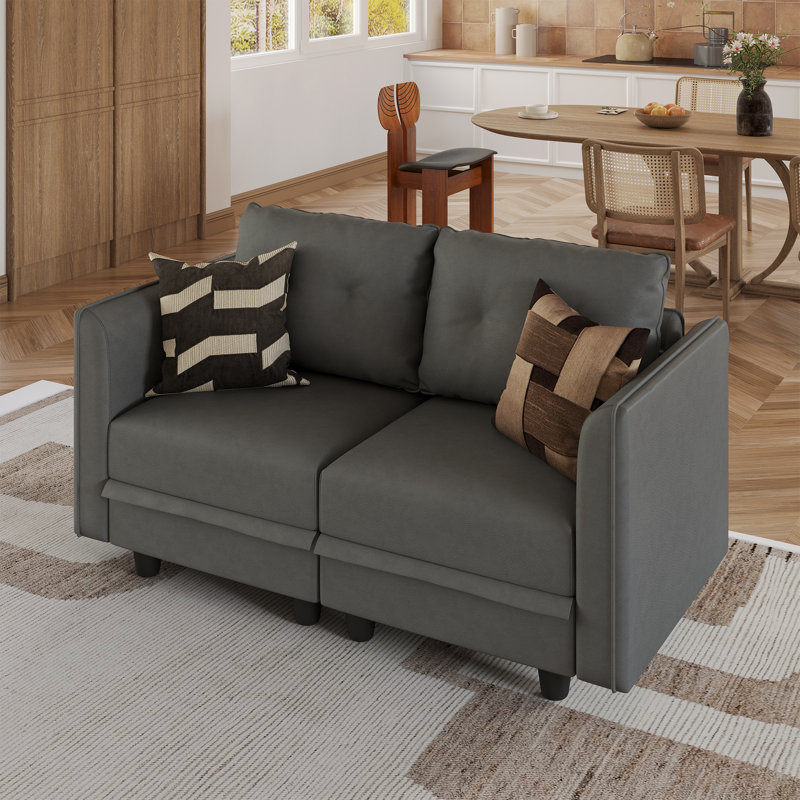 Tomario 61" Upholstered Loveseat With Storage, Gray Polyester