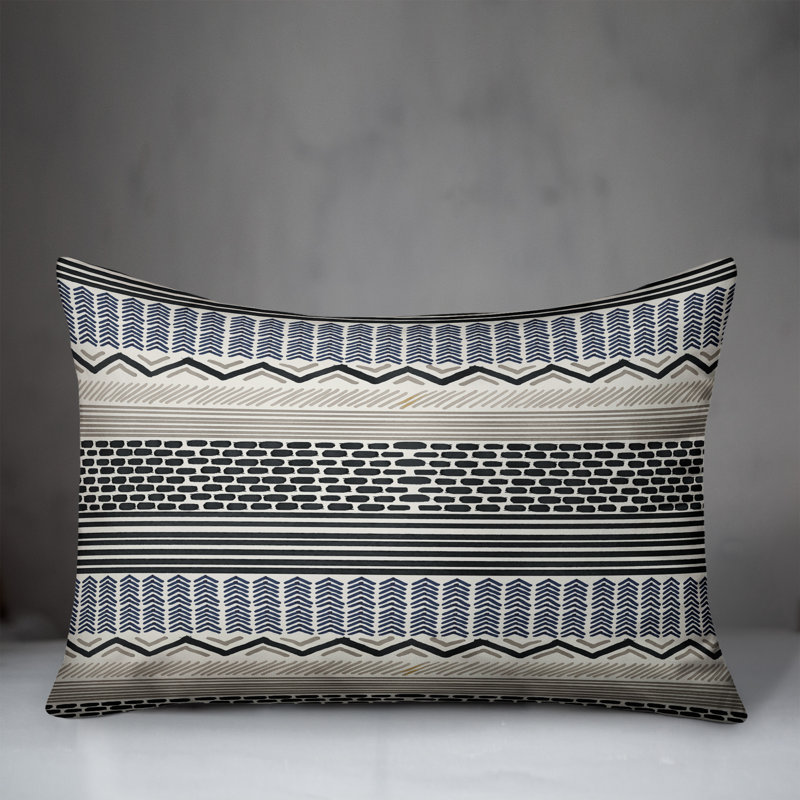 Outdoor Reversible Throw Pillow, Blue, Geometric 2