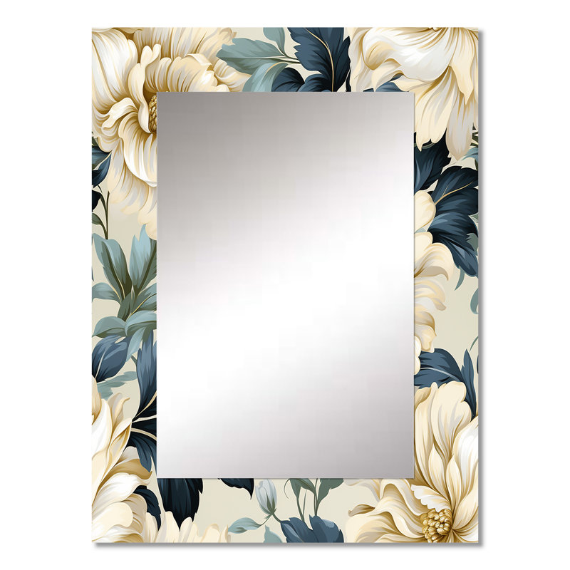 Huff Contemporary Victorian Motifs Victorian Pattern - Floral Wall Mirror, Floral Decorative Mirror, Printed Metal Art