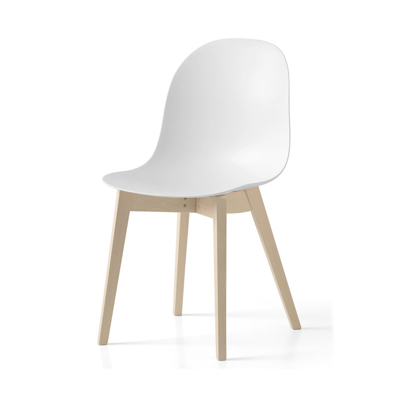 Academy Side Chair with Wooden Frame, Bleached, Matte Optic White