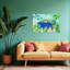 Blue Leopard Colorful Vibrant Abstract Animal Forest Wall Art Print 1 Piece Wrapped Canvas Wall Art-423059397