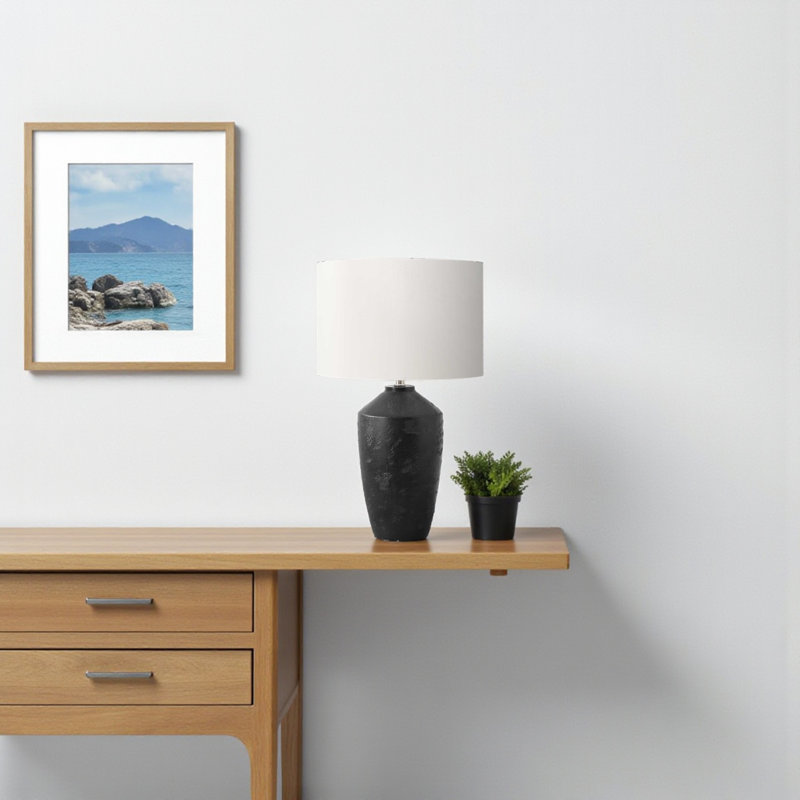Lampe de table standard en métal noir Calisto, H 24,71 po x l 14,76 po x P 14,76 po