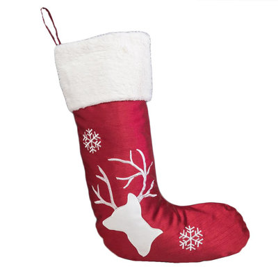 Christmas Embroidered Velvet Classic Xmas Sock Stocking