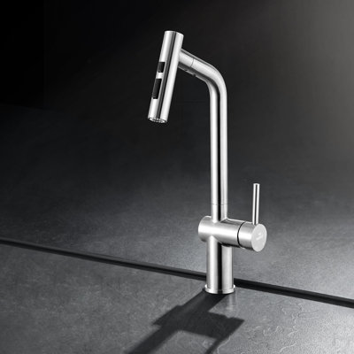 HIGOLD BN1.0 Single Handle Pull Down Kitchen Faucet With IF Award, Brushed Steel Finished