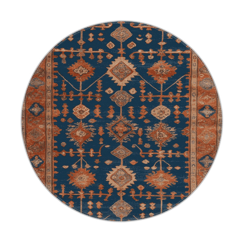 Tapis turc intérieur et extérieur brun, Rond 5 pi