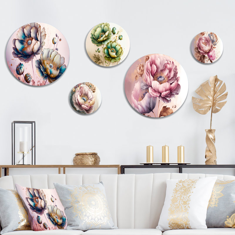Vibrant Green Poppy Flowers I - Floral Poppy Metal Wall Décor
