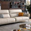 Canapé modulaire en cuir véritable blanc crème-270291978-270291988