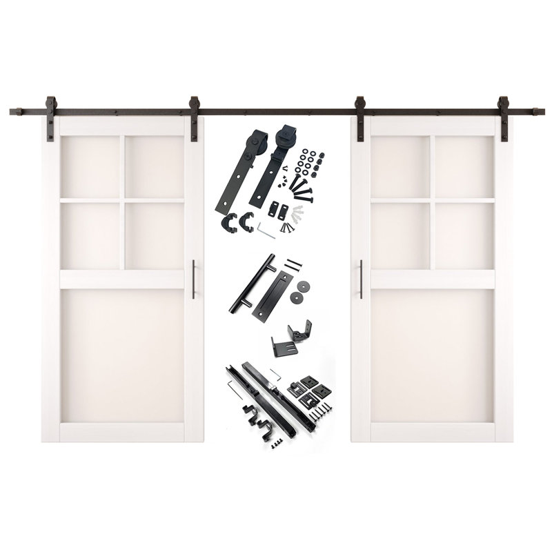 Portes de grange en verre givré non assemblées et non assemblées de 36 po x 80 po à 5 lumières Homacer, 36 po x 80 po
