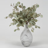 Branches d'eucalyptus dans un vase en verre marbré