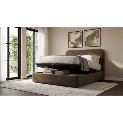 Lit plateforme tapissier avec rangement Anders