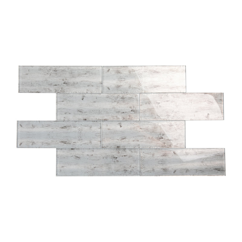 Carreau de verre simple en verre métallique l 4 po x L 12 po, Argent