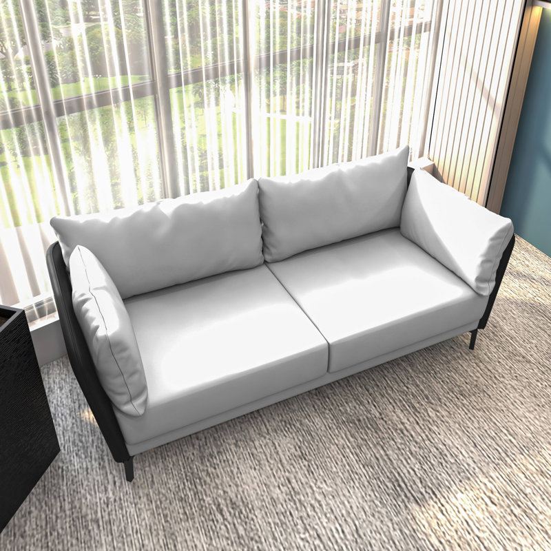 Nevah 70.86'' Faux Leather Sofa, Gray Faux Leather