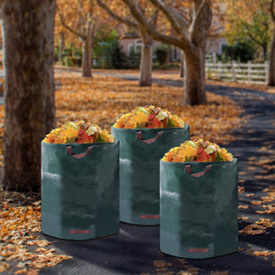3 Pcs Lawn Bags, Reuseable Garden Waste Bags, 132gal/500L Lawn and Leaf Bag  Holder/ Heavy Duty Lawn Pool Yard Waste Bags/ Waterproof Debris Bag