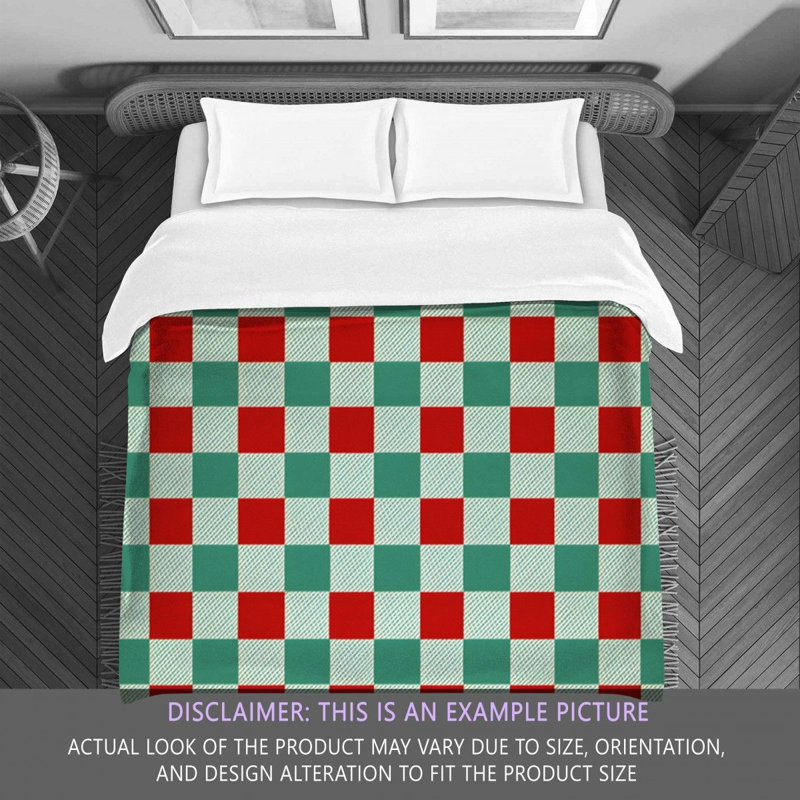 Polyester Comforter, Twin Comforter, Green/Red Checkered