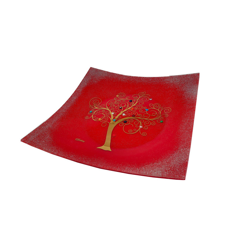 Clinkscales Glass Decorative Plate 1, Red, 2cm H x 38cm W x 38cm D
