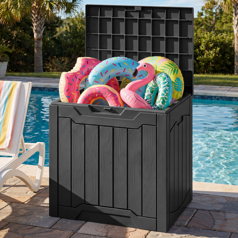 Balconera 31 Gallon Resin Lockable Deck Box, Black