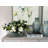 Hydrangea and Thistle Floral Arrangement in a Rectangular Glass Vase