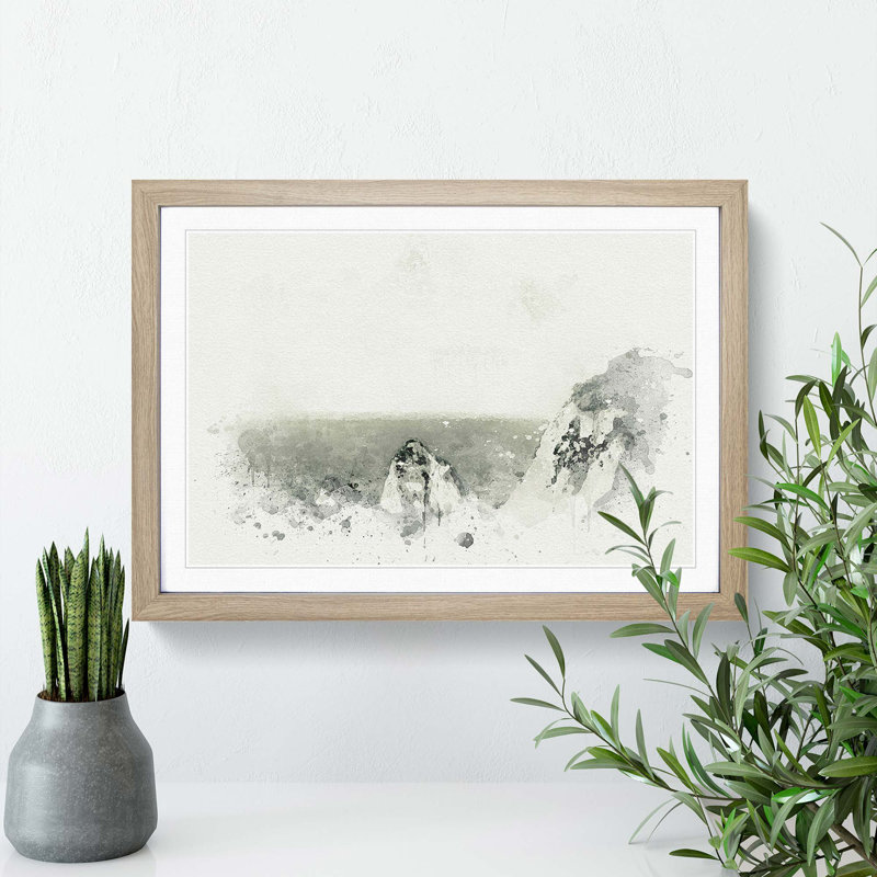 Coastline in Zante Greece in Abstract - Picture Frame Graphic Art Print, Oak Framed, 36cm H x 48cm W x 2cm D