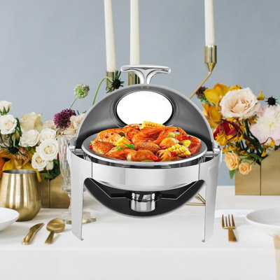 Ensemble de buffet à vaisselle Roll Top, ensemble de chauffe-plat en acier inoxydable 6 pintes avec couvercle et ensemble de réchauds