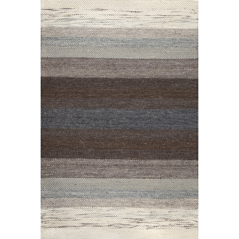 Textures Wool Striped Area Rug in Beige, Rectangle 8' x 10'