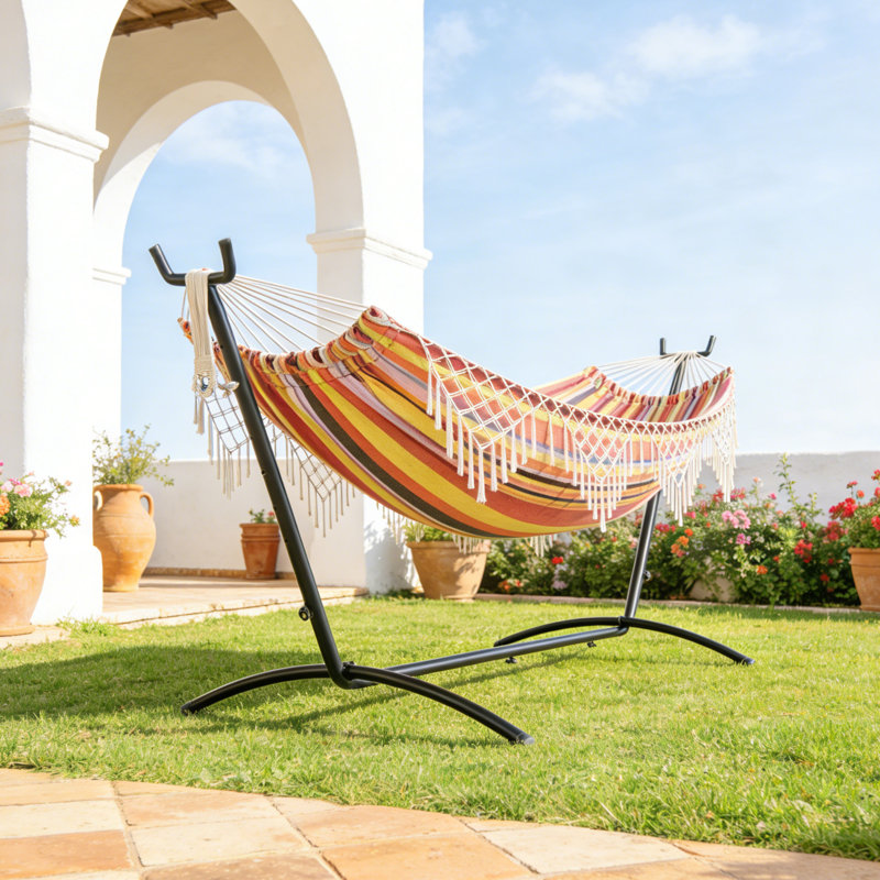 Hruby Double Classic Hammock with Stand, Red