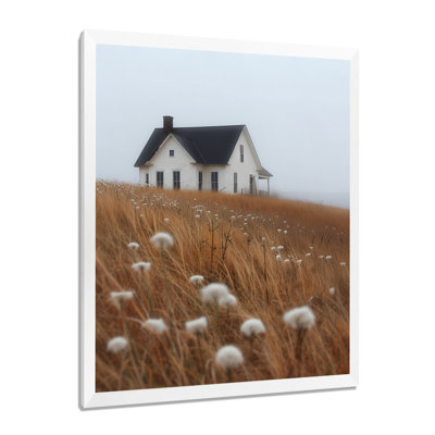 Blanc, blanc, brun, campagne d'hiver, paysage - ferme, art mural