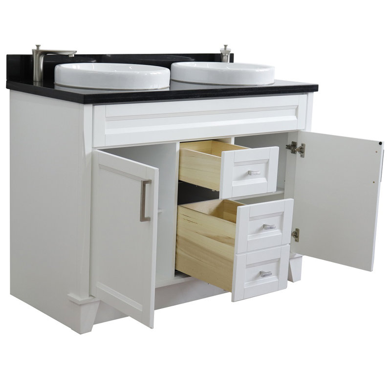 49'' Double Bathroom Vanity with Granite Top, Black Galaxy