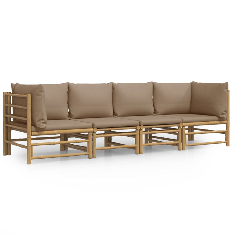 Patio Sectional Set with Cushions, Taupe