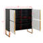 Armoire de rangement de 42 po avec base en métal, 4 portes, pour la cuisine, la salle à manger, les poignées de buffet noires et blanches, le salon,